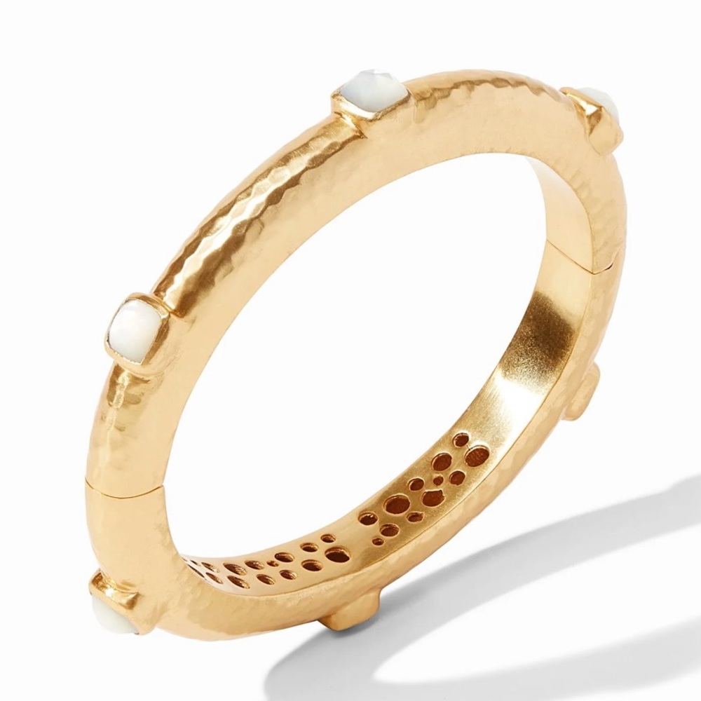 Julie Vos Catalina stone hinge bangle with cream stones